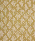 Close-up of Ashleaf Pesto fabric showcasing the woven texture and contemporary leaf motif.