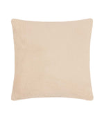 Reverse of the natural cream Autumn Pumpkins cushion, showing the plain soft faux fur fabric and square shape.