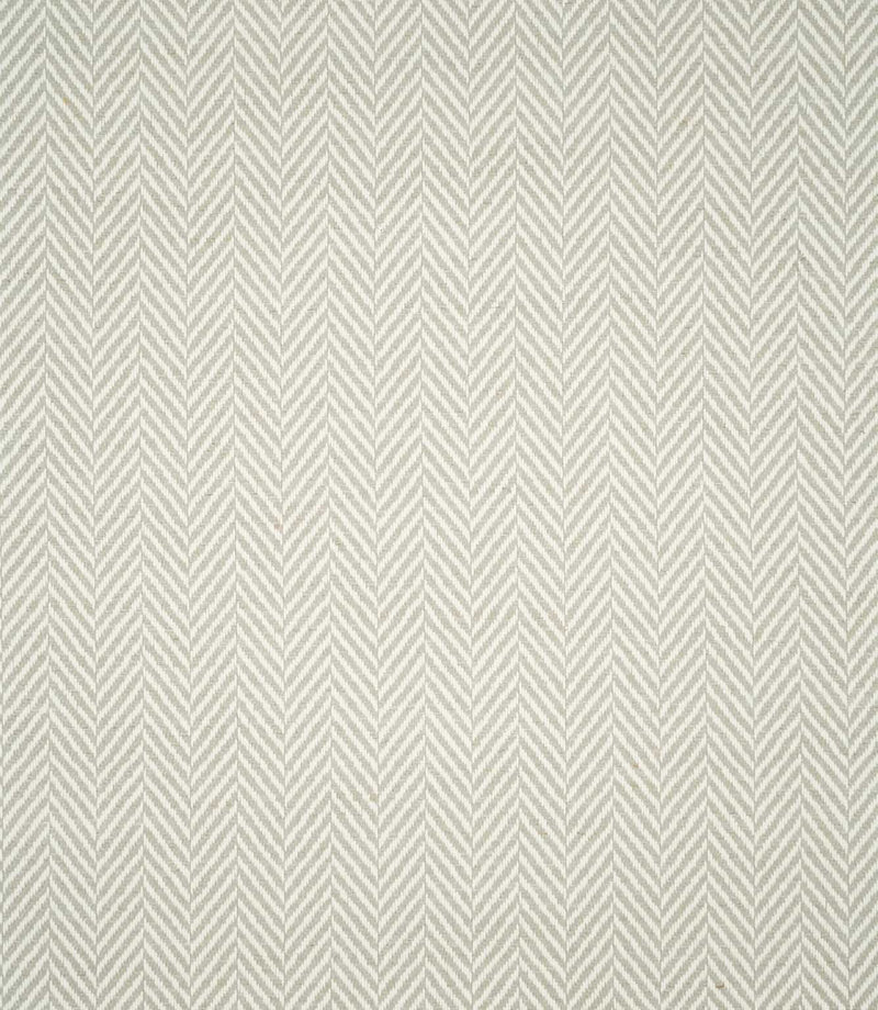Bampton Argent herringbone fabric shown flat, displaying the full repeating neutral grey and off-white chevron design and textured woven finish.