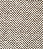 Bampton Bison herringbone fabric close-up, showing the textured chocolate brown and off-white woven chevron pattern with clearly visible yarn detail.