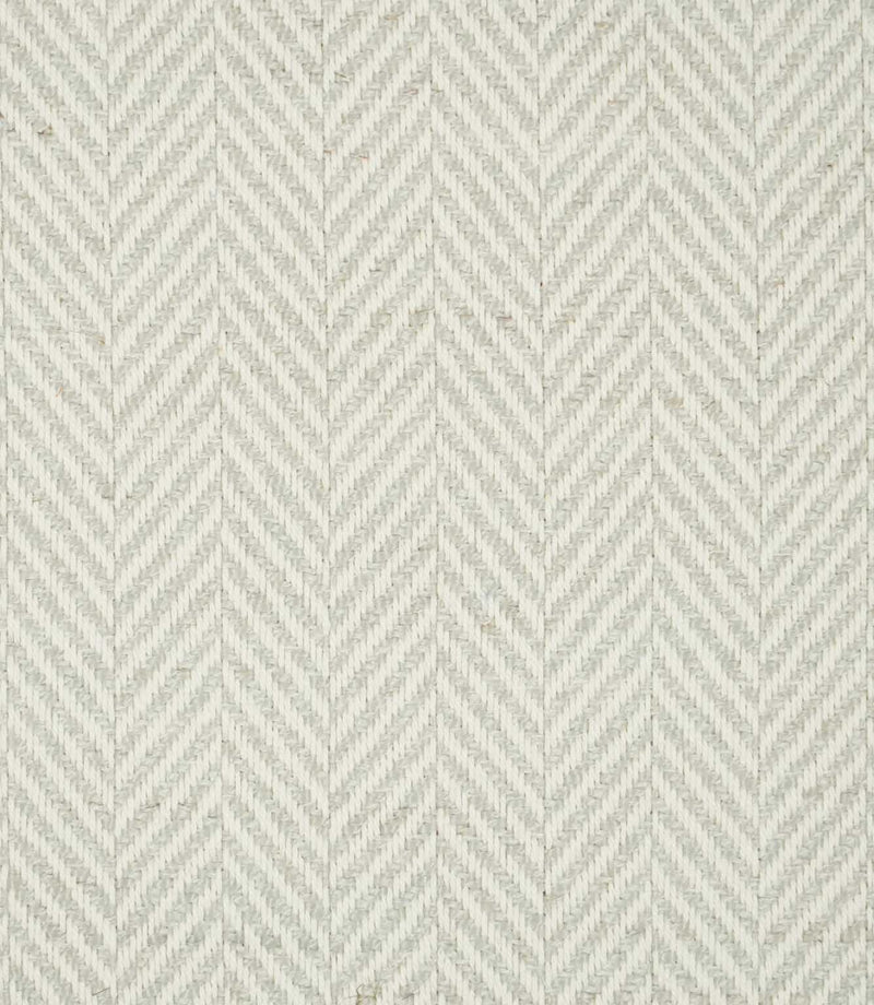 Bampton Elephant Grey herringbone fabric close-up, showing a soft pale grey and off-white woven chevron pattern with a natural textured finish.