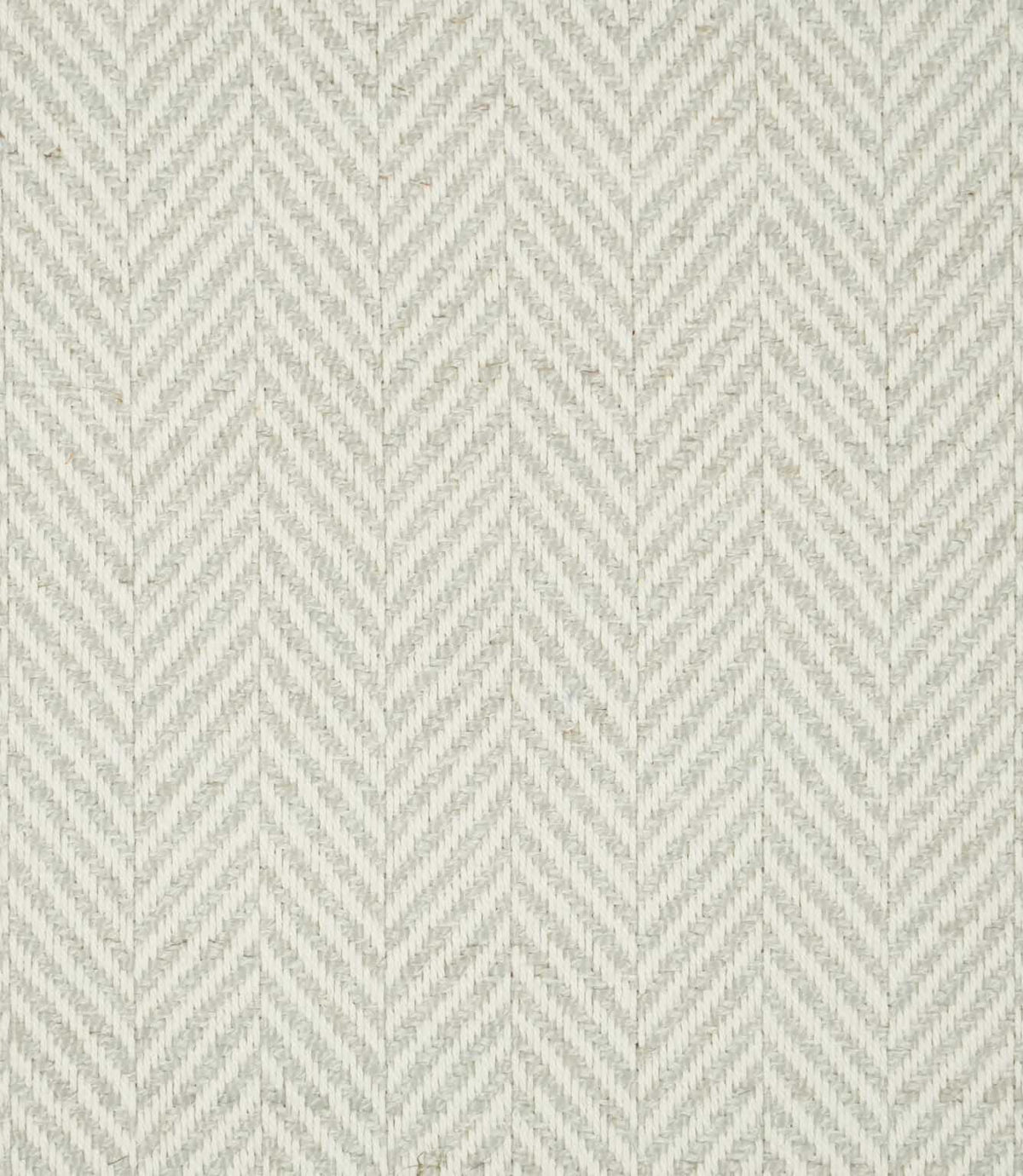 Bampton Elephant Grey herringbone fabric close-up, showing a soft pale grey and off-white woven chevron pattern with a natural textured finish.