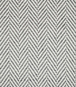 Bampton Grey herringbone fabric close-up, showing the textured woven grey and off-white chevron design and detailed individual yarns.