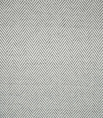 Bampton Grey herringbone fabric shown flat, displaying the repeating grey and off-white chevron pattern across the full width of the woven material.