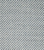 Bampton Ink herringbone fabric close-up, showing a dark navy blue and off-white woven chevron pattern with a clearly defined textured finish.