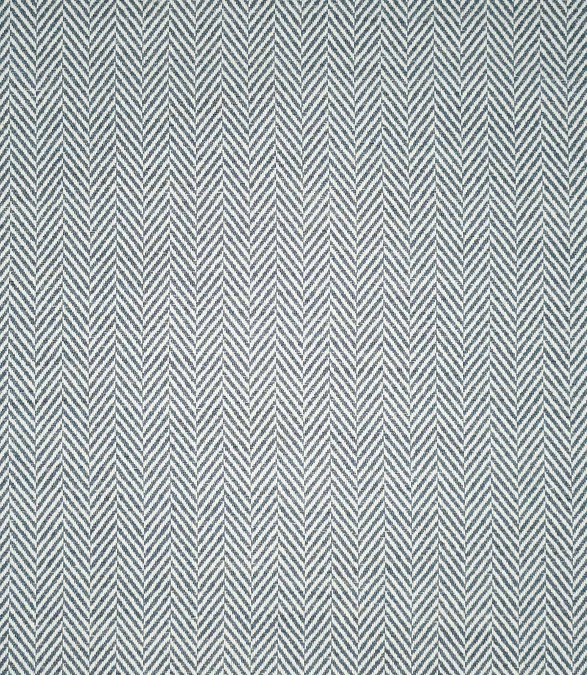 Bampton Ink herringbone fabric shown flat, displaying the full repeating navy blue and off-white chevron design and finely textured woven surface.
