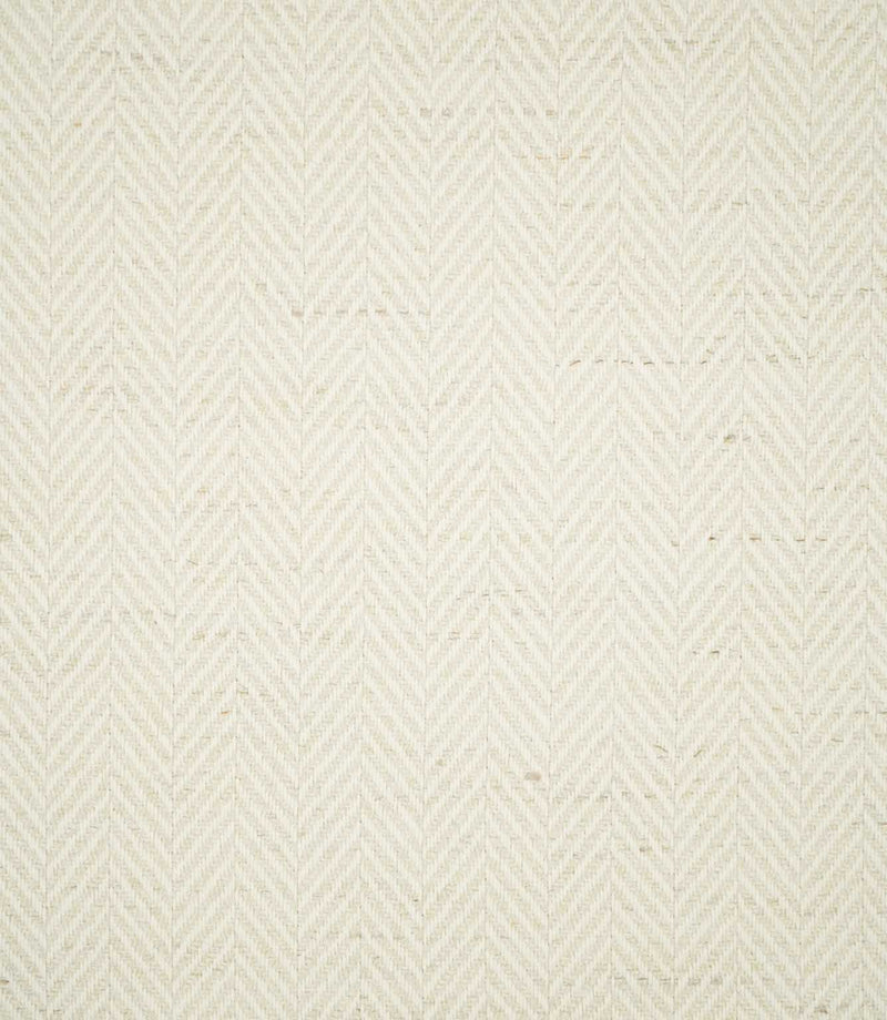 Bampton Jasmine herringbone fabric shown flat, displaying the repeating cream-on-cream chevron pattern and softly textured woven finish.