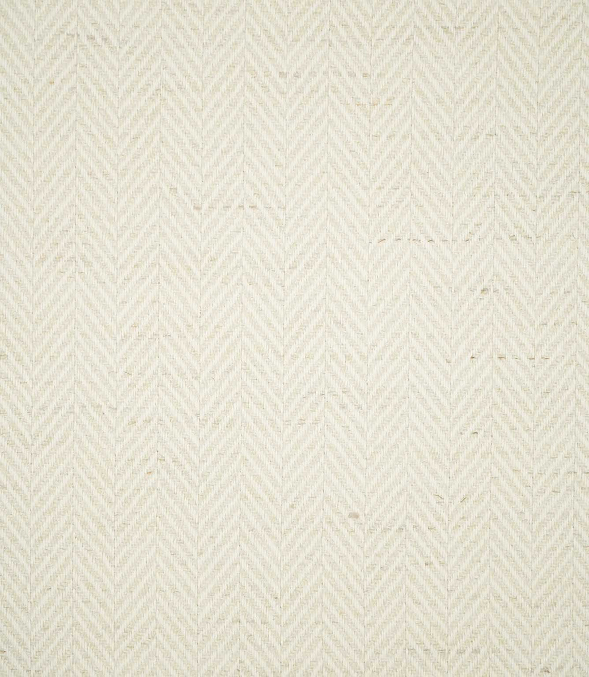 Bampton Jasmine herringbone fabric shown flat, displaying the repeating cream-on-cream chevron pattern and softly textured woven finish.