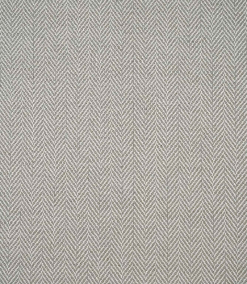 Bampton Argent woven herringbone upholstery fabric featuring a classic chevron pattern in soft argent grey and ivory, ideal for curtains, blinds, cushions and upholstery.