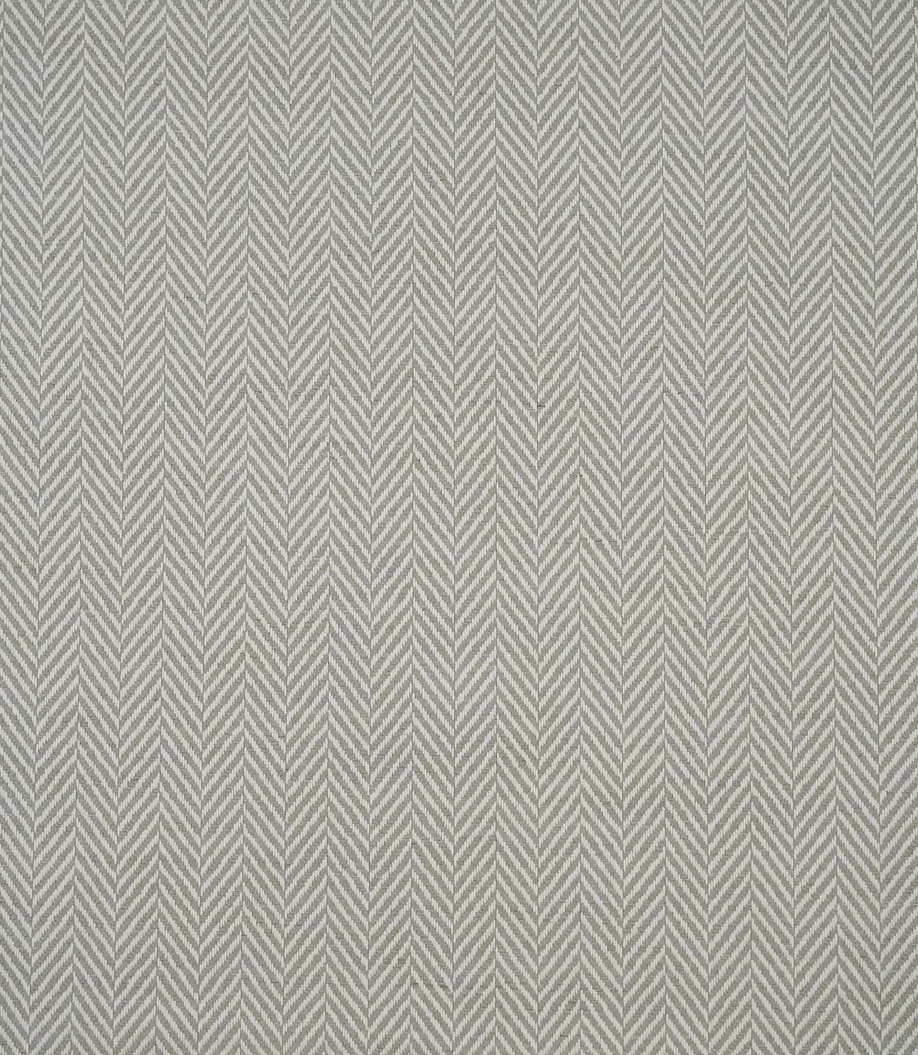 Bampton Argent woven herringbone upholstery fabric featuring a classic chevron pattern in soft argent grey and ivory, ideal for curtains, blinds, cushions and upholstery.
