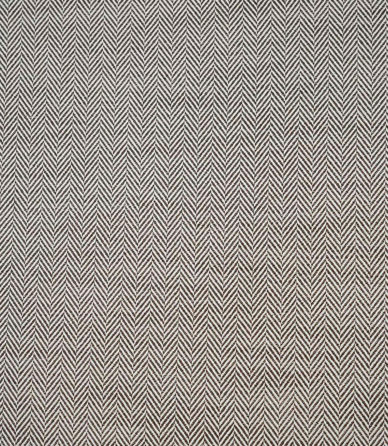 Full-width view of Bampton Bison woven herringbone fabric featuring a repeating chevron pattern in warm bison brown and ivory.