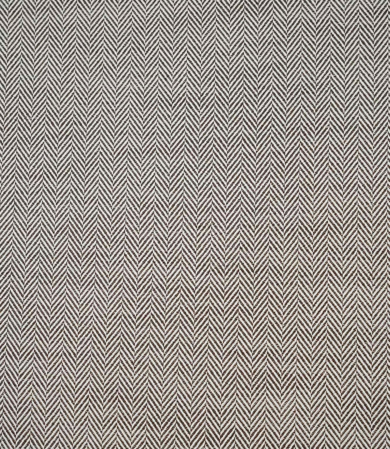 Full-width view of Bampton Bison woven herringbone fabric featuring a repeating chevron pattern in warm bison brown and ivory.