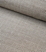Wide view of Bampton Bison woven herringbone fabric displaying the continuous chevron pattern across the fabric width.