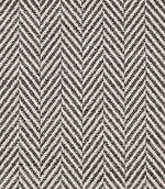 Close-up of Bampton Bison upholstery fabric highlighting the textured woven herringbone design and premium finish in brown and ivory.