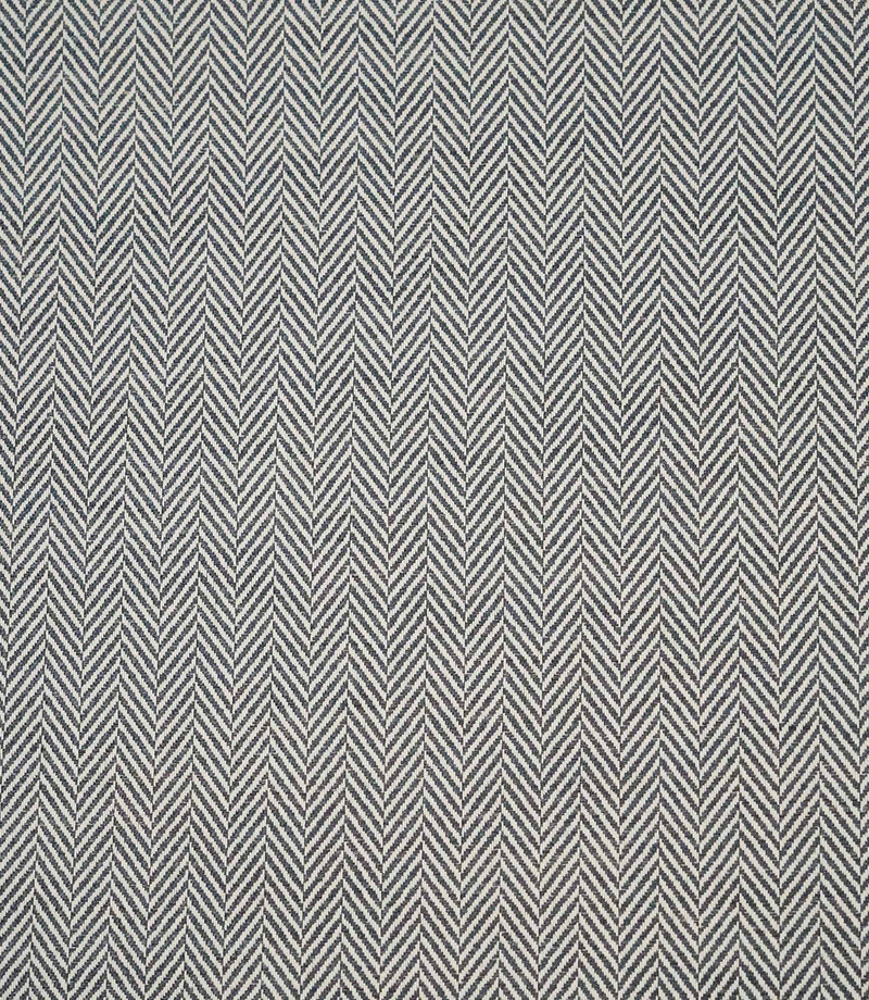 Bampton Ink woven herringbone upholstery fabric with a timeless chevron design in ink blue and ivory, ideal for curtains, blinds, cushions and upholstery.