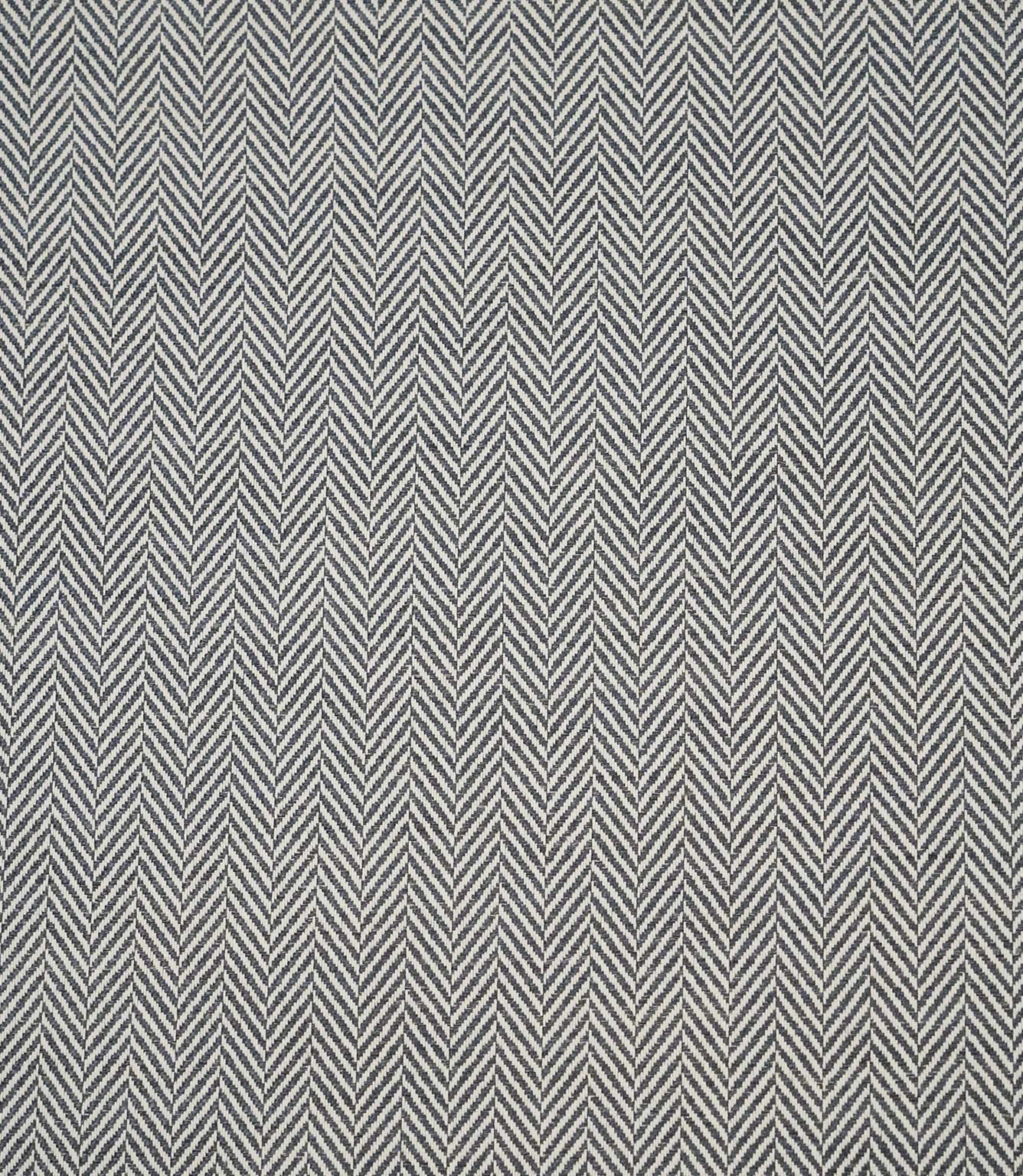 Bampton Ink woven herringbone upholstery fabric with a timeless chevron design in ink blue and ivory, ideal for curtains, blinds, cushions and upholstery.