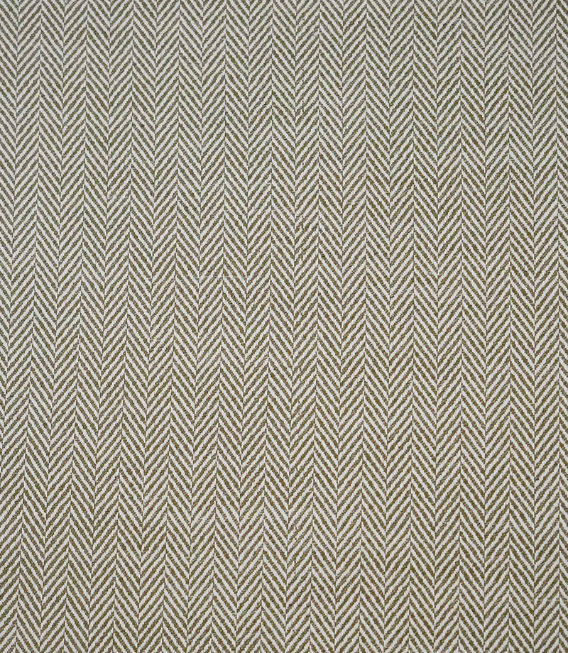 Full-width view of Bampton Matcha upholstery fabric displaying the repeating woven herringbone pattern.