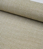 Wide view of Bampton Matcha woven herringbone fabric showcasing the continuous chevron pattern across the fabric width.