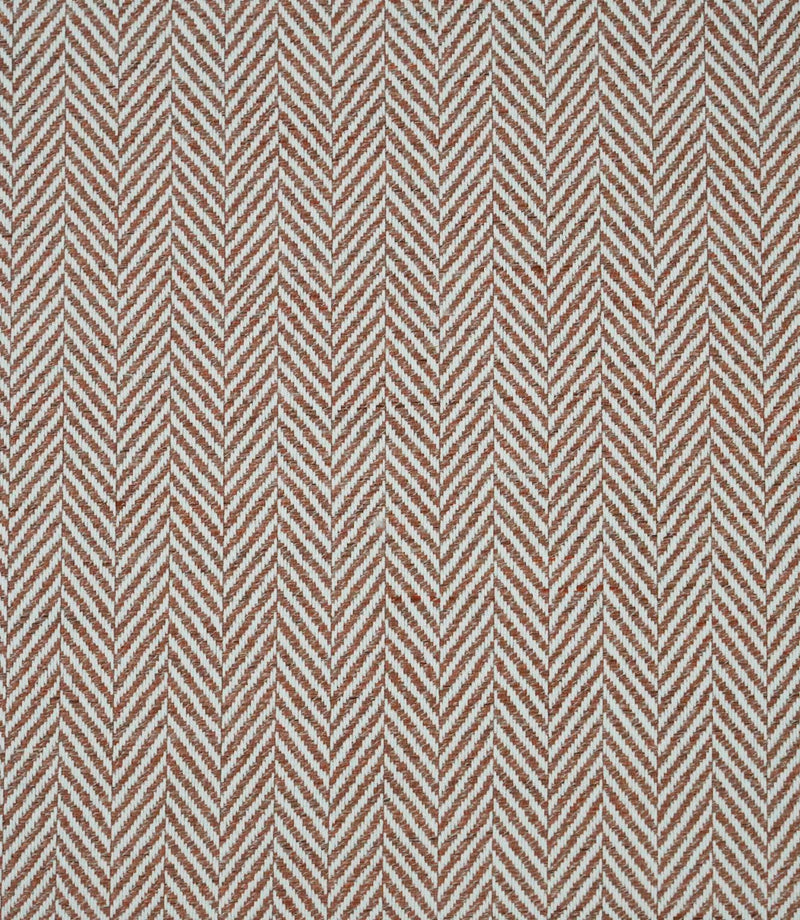Full-width Bampton Terracotta woven upholstery fabric with a classic herringbone chevron design in terracotta and ivory, suitable for made-to-measure curtains, Roman blinds and soft furnishings.
