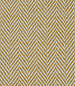 Close-up of Bampton Turmeric woven herringbone fabric showcasing the textured chevron weave in warm turmeric yellow and ivory.