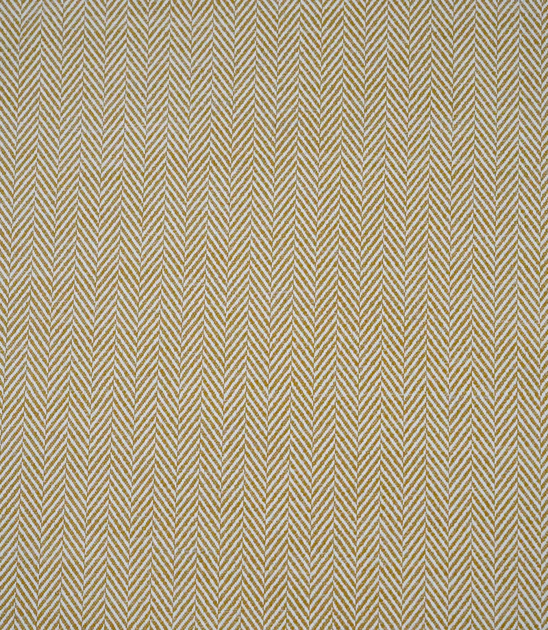 Full-width view of Bampton Turmeric upholstery fabric displaying the repeating woven herringbone pattern across the fabric.