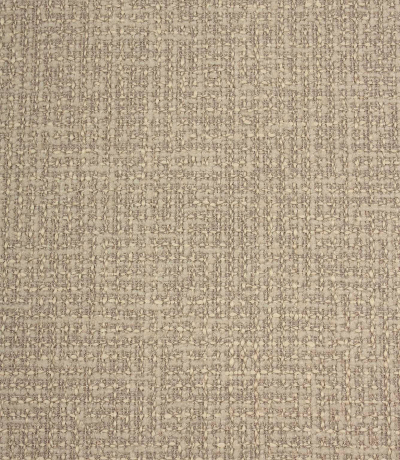Bellmere Stone upholstery fire retardant fabric featuring a textured boucle weave with a soft velour-like feel in a warm neutral stone shade.