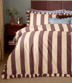 Birdie Stripe Ruffle Duvet Cover Set Buttermilk/Chocolate