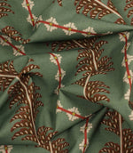 Boho Trail Mineral printed fabric draped to demonstrate its handle and decorative botanical design for interior furnishings and soft furnishings.