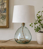 Glass lamp base in natural clear colour with multi-coloured flex