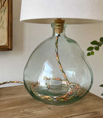 Glass lamp base in natural clear colour with multi-coloured flex