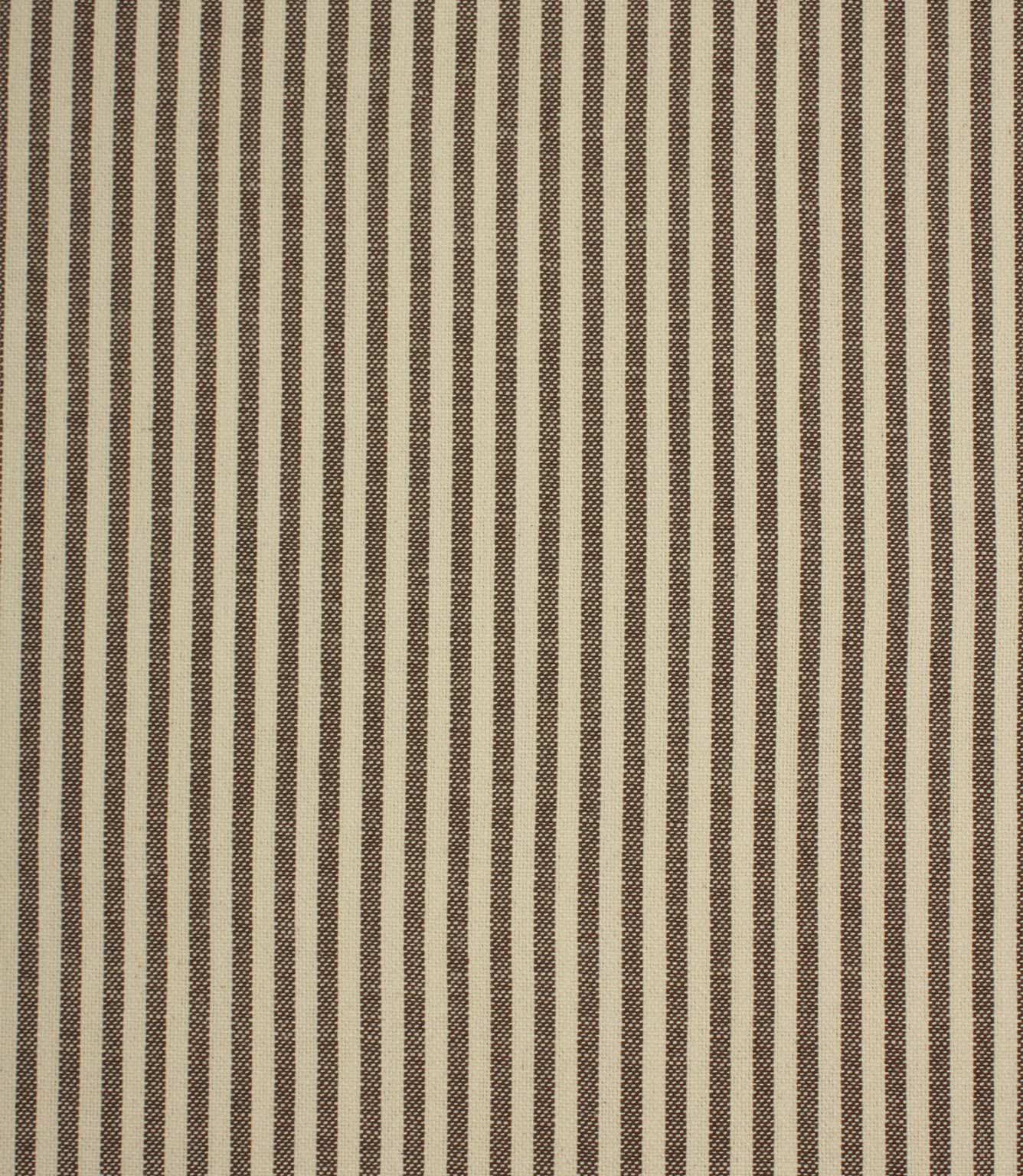 Broadway Stripe Mocha woven striped upholstery fabric featuring classic mocha brown vertical stripes on a natural cream background.