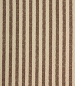 Close-up of Broadway Stripe Mocha woven fabric showcasing narrow brown stripe detailing and textured upholstery weave on a cream ground.