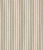 Brookhaven Cascade striped fabric featuring fine sage green, muted blue and cream vertical stripes with decorative dotted detailing on a textured woven-look background.