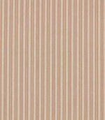 Brookhaven Coralee fabric with delicate vertical stripes in coral, terracotta, mustard and cream, featuring fine dotted detailing and a subtle woven texture.