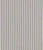 Brookhaven Nautica fabric featuring classic navy blue, slate blue and cream vertical stripes with decorative dotted lines and fine woven-look texture.