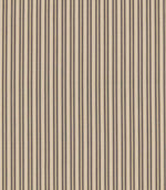 Brookhaven Rockport striped fabric with charcoal grey, taupe and cream vertical stripes, complemented by delicate dotted detailing and a textured appearance.