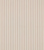 Brookhaven Shell fabric featuring delicate vertical stripes in blush pink, muted blue, terracotta and cream with fine dotted detailing on a light background.