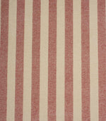 Burleigh Stripe Rose upholstery fire retardant fabric featuring wide rose pink velvet-look stripes on a natural cream woven background.