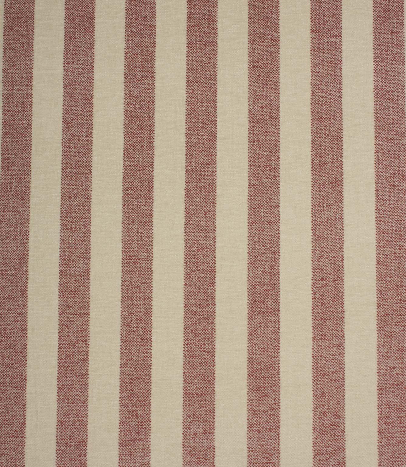 Burleigh Stripe Rose upholstery fire retardant fabric featuring wide rose pink velvet-look stripes on a natural cream woven background.