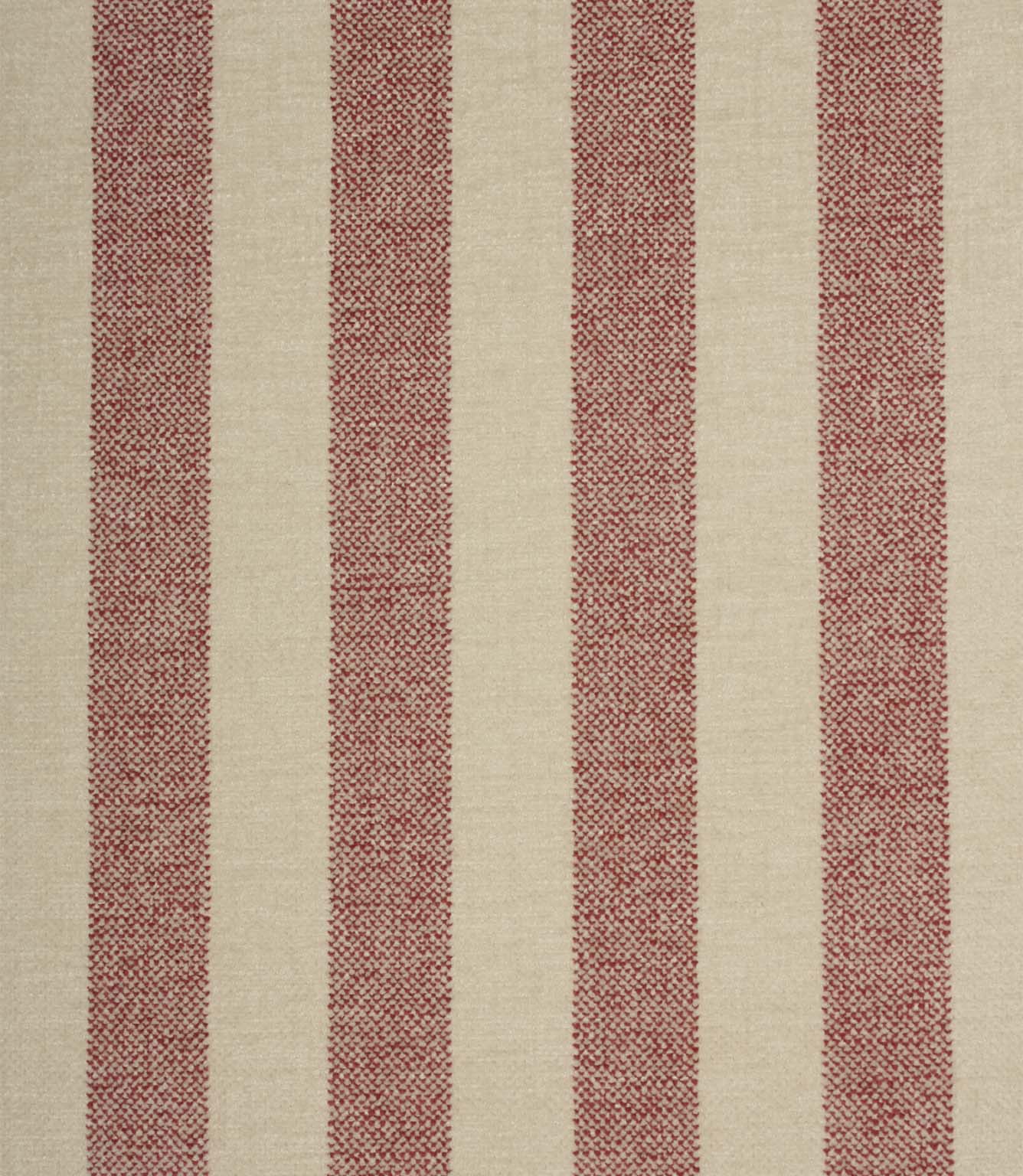 Close-up of Burleigh Stripe Rose striped upholstery fabric showcasing textured rose pink stripes and a soft velour-style woven finish.