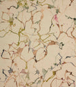 Carrara cotton linen fabric featuring an abstract contemporary design in green, pink, blue and neutral tones.