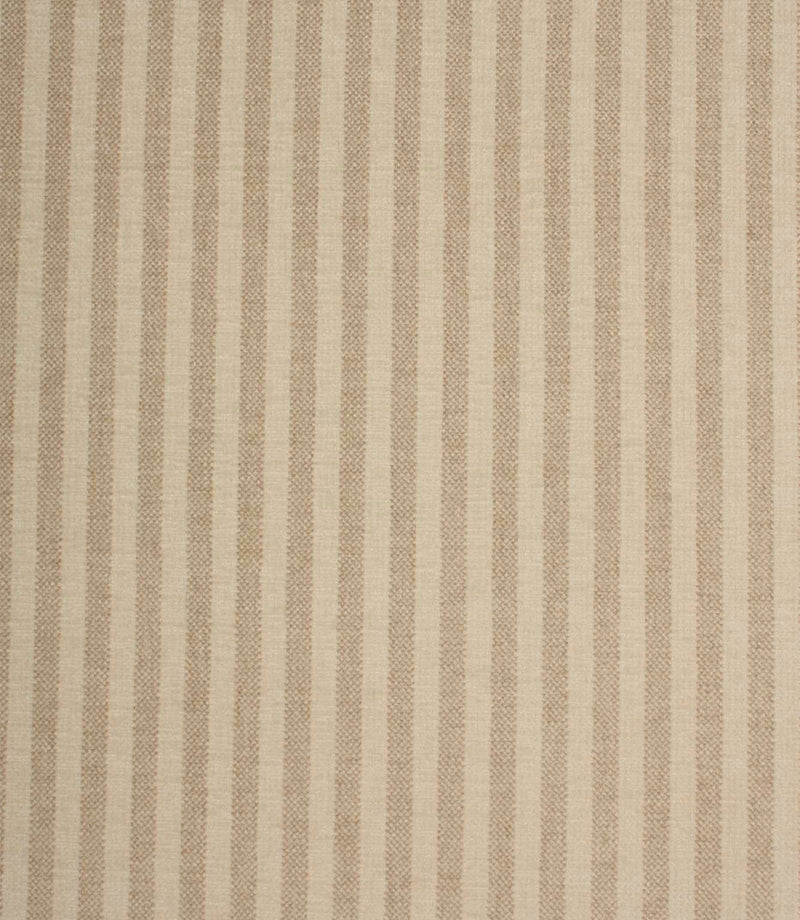 Cavendish Stripe Pebble upholstery fire retardant fabric featuring fine pebble beige stripes on a soft cream woven background with a subtle velvet-look finish.