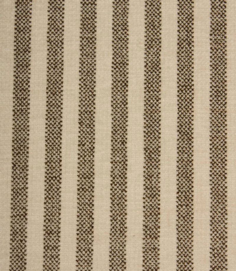 Close-up of Cavendish Stripe Slate striped upholstery fabric showcasing detailed slate grey woven stripes and a soft velour-inspired texture.