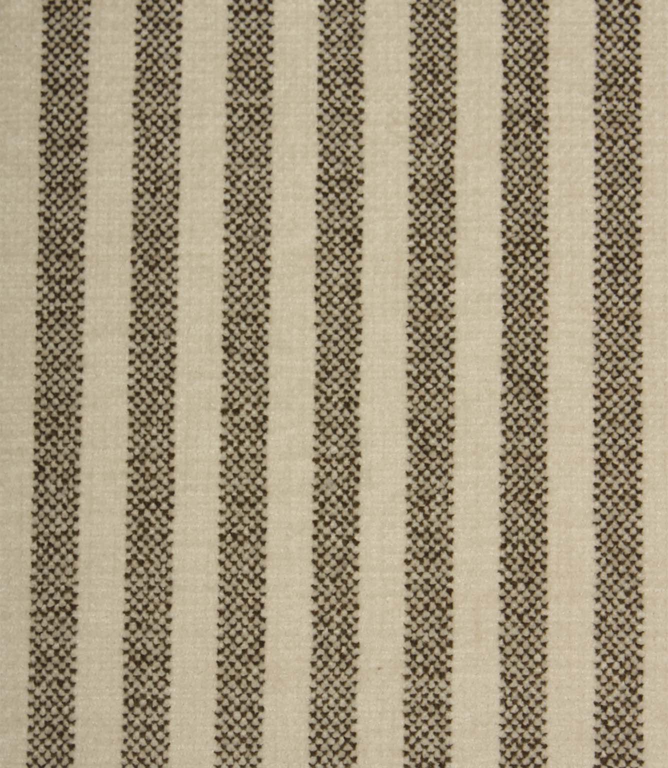 Close-up of Cavendish Stripe Slate striped upholstery fabric showcasing detailed slate grey woven stripes and a soft velour-inspired texture.