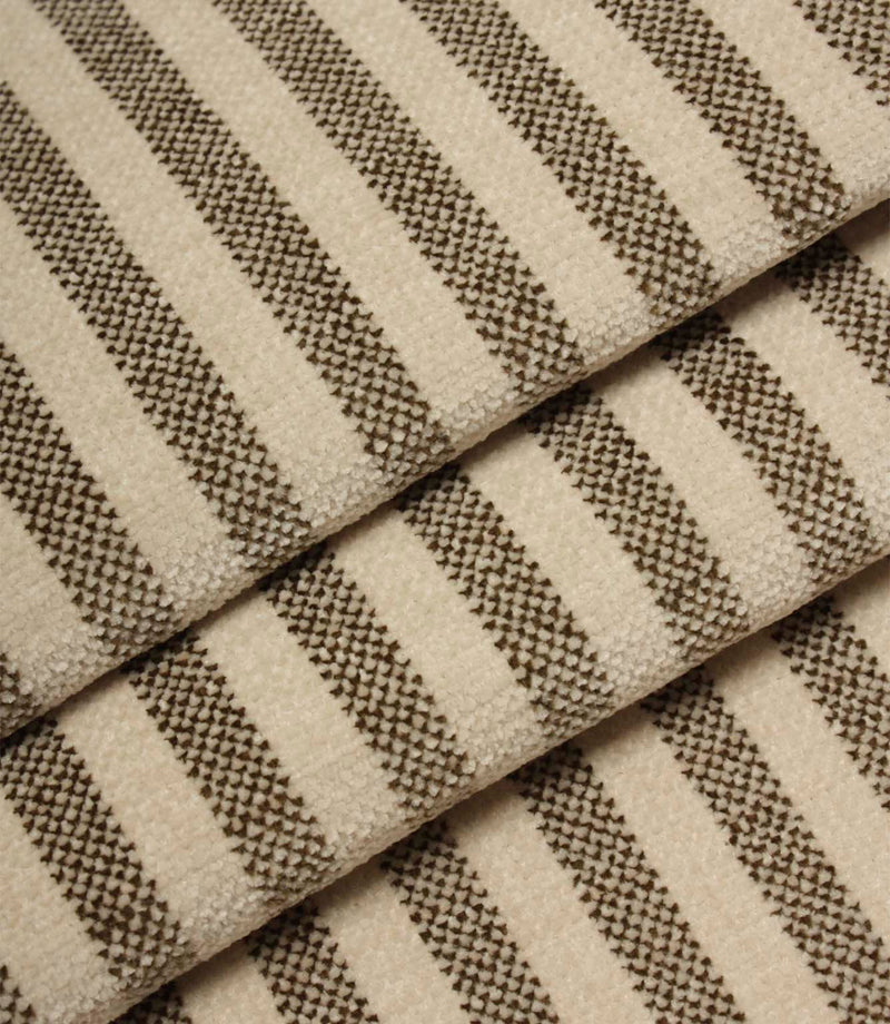 Folded Cavendish Stripe Slate striped upholstery fabric displaying elegant slate grey stripes, textured weave and premium upholstery quality.