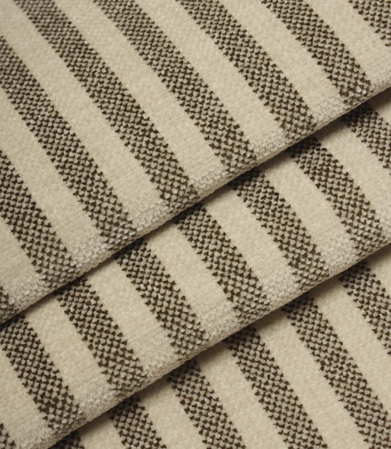 Folded Cavendish Stripe Slate striped upholstery fabric displaying elegant slate grey stripes, textured weave and premium upholstery quality.