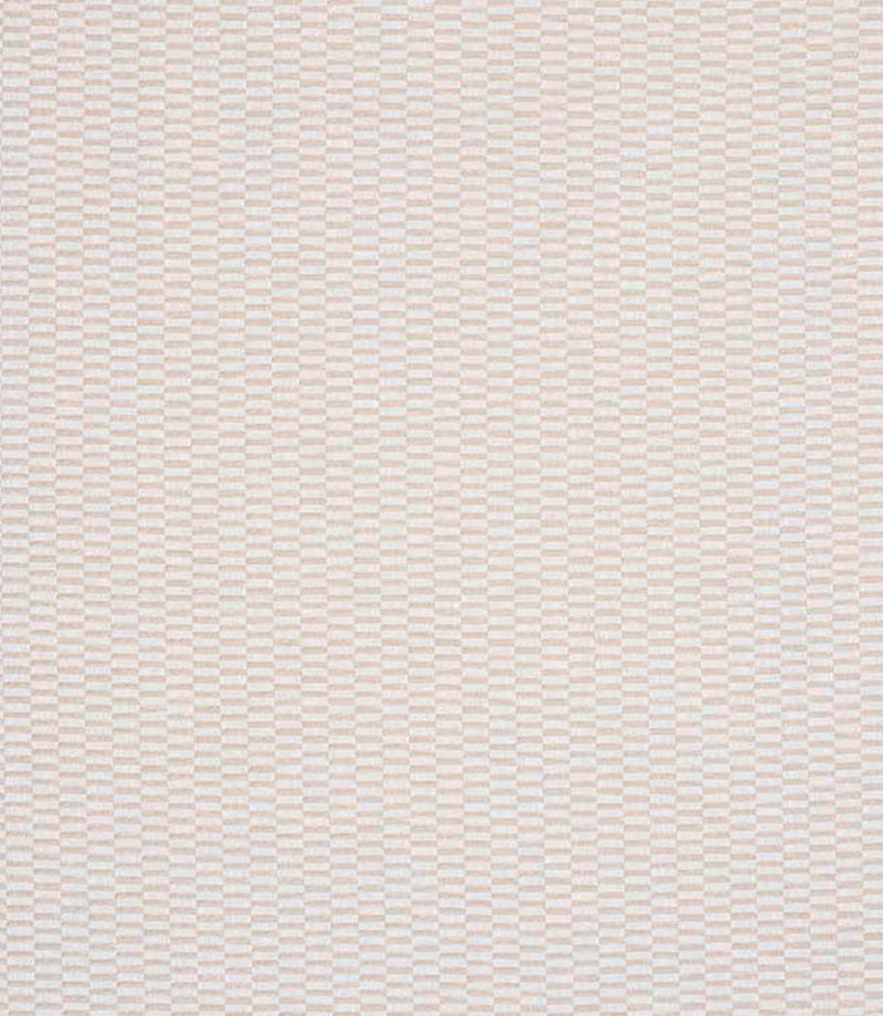 Close-up of woven fabric featuring a subtle small-scale check pattern in soft beige and ivory tones, with a lightly textured finish.