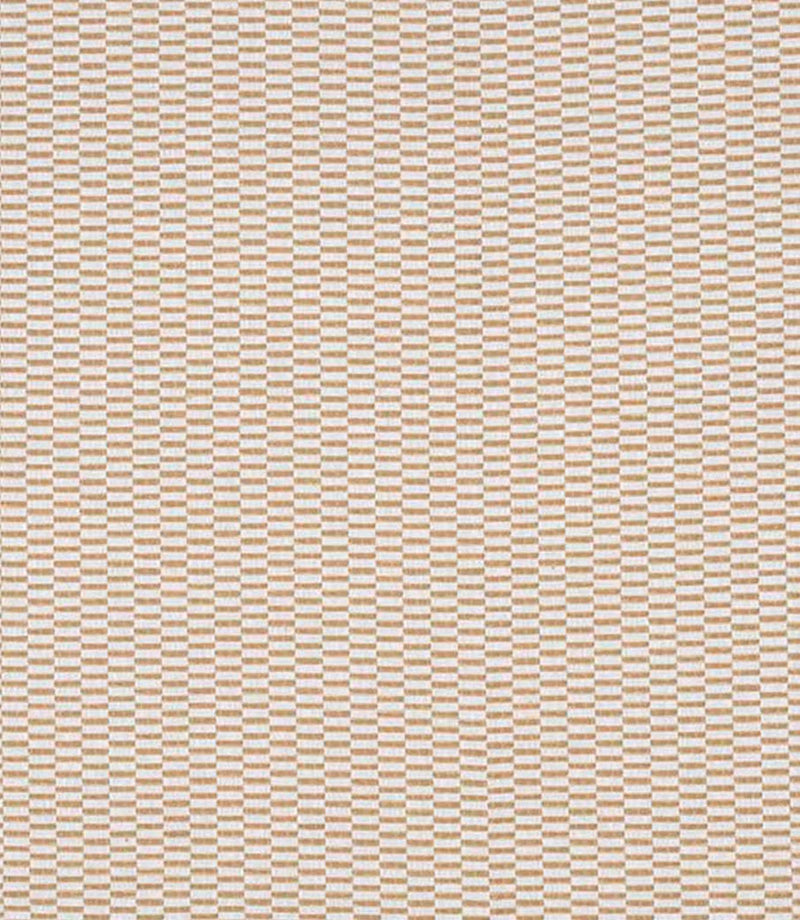 Close-up of woven fabric featuring a small-scale check pattern in warm beige and soft ivory tones, with a subtle textured finish.