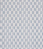 Close-up of textured woven fabric featuring a repeating linear stripe design in shades of blue and cream, suitable for curtains, blinds, cushions and light upholstery.