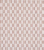 Close-up of textured woven fabric featuring a repeating linear stripe design in rust and cream, suitable for curtains, blinds, cushions and upholstery.